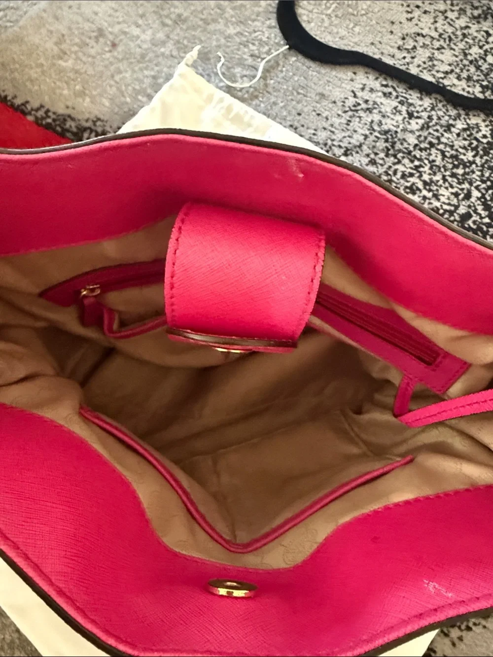 Michael Kors Pink, White & Black Leather Satchel with Gold Hardware !!